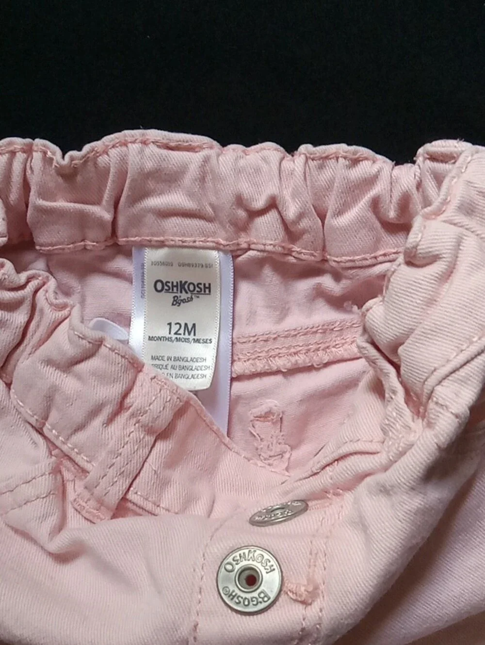 OshKosh B'gosh Light Pink Button-Front Elastic Waist Jeans